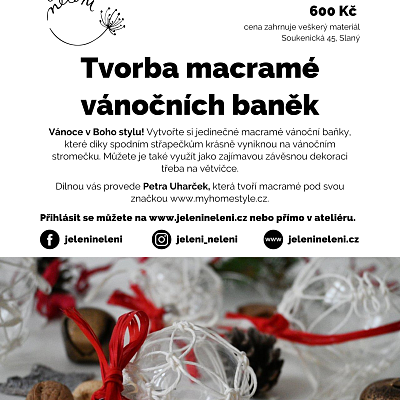 Tvorba macramé vánočních baněk s Peťou Uharček